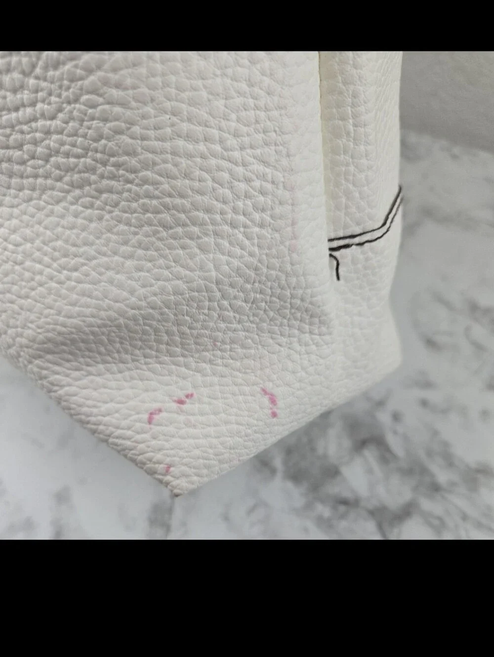 Estee Lauder Classic White Leather Tote Bag with Contrast Stitching